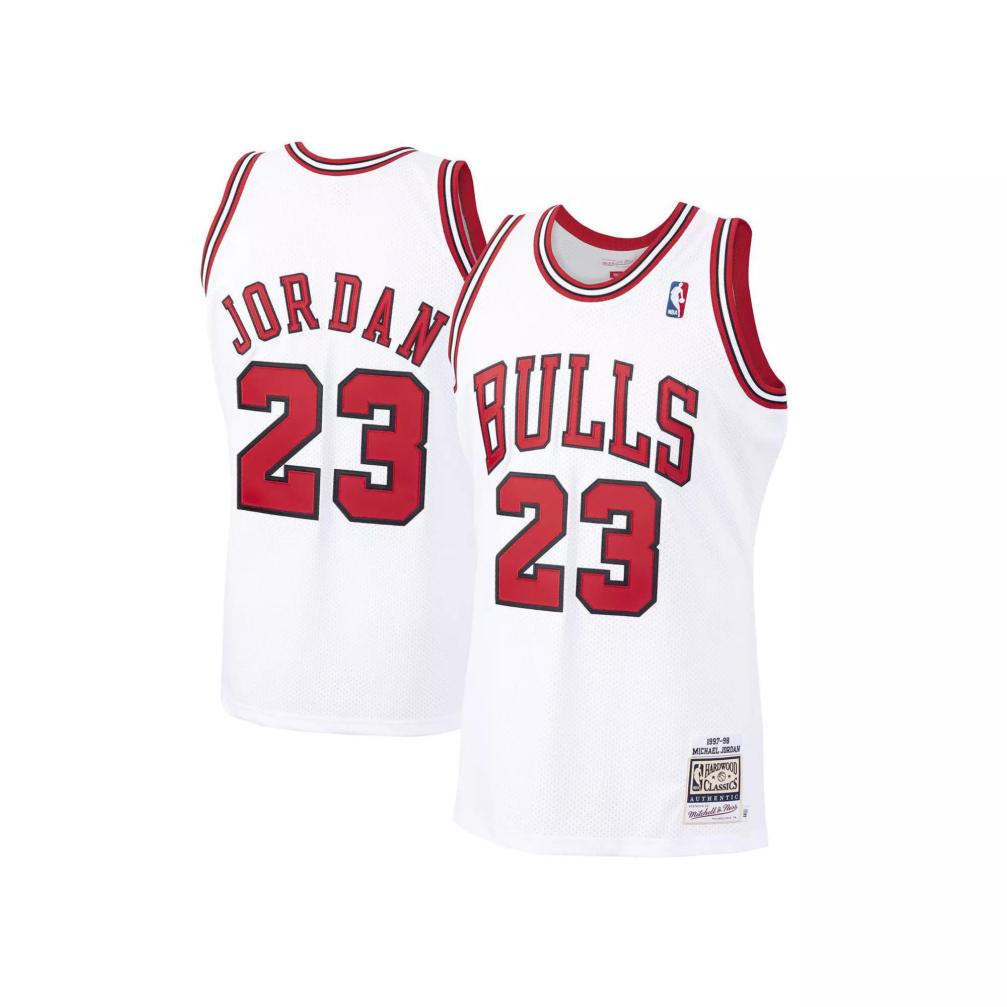 Men's Mitchell & Ness Michael Jordan White Chicago Bulls 1997-98 Hardwood Classics Authentic Player Jersey, Size: 4XL Product Image