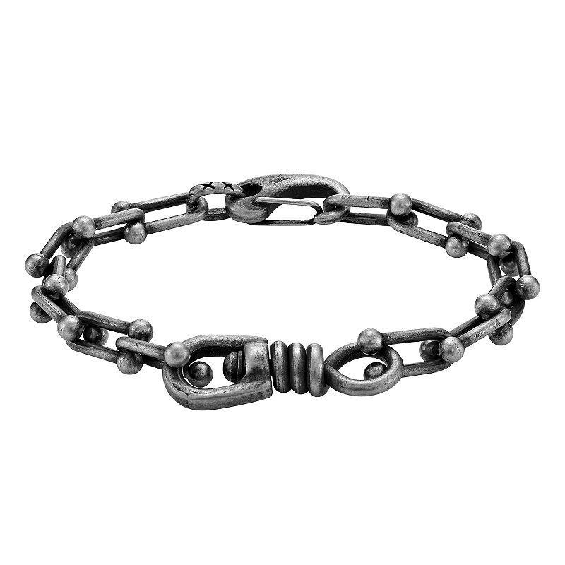 Mens LYNX Stainless Steel Gunmetal Ion Plated Link Chain Bracelet Product Image