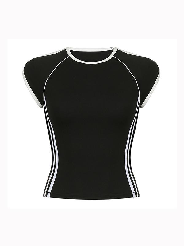 Solid Color Raglan Sleeve Short Sleeve Tee Product Image