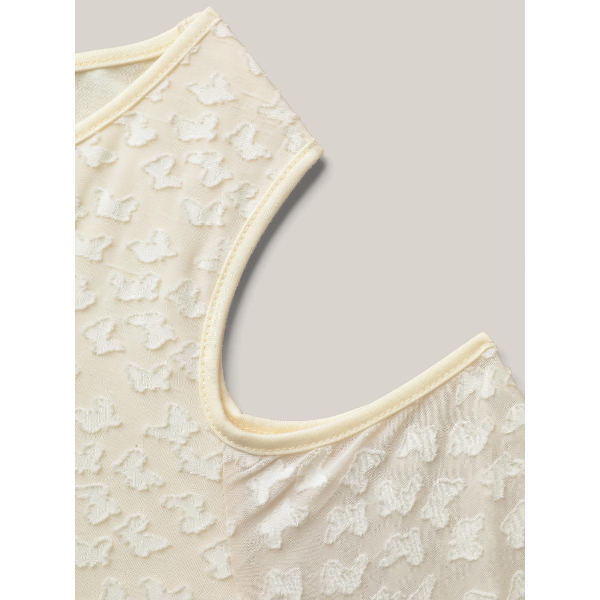 Plus Size Textured Off-Shoulder Lined T-Shirt Beige Women Elegant Texture Round Neck Everyday T-shirts BloomChic 28/5X Product Image