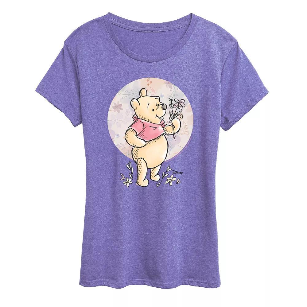 Disney's Winnie the Pooh Women's Floral Circle Pooh Graphic Tee,  Product Image