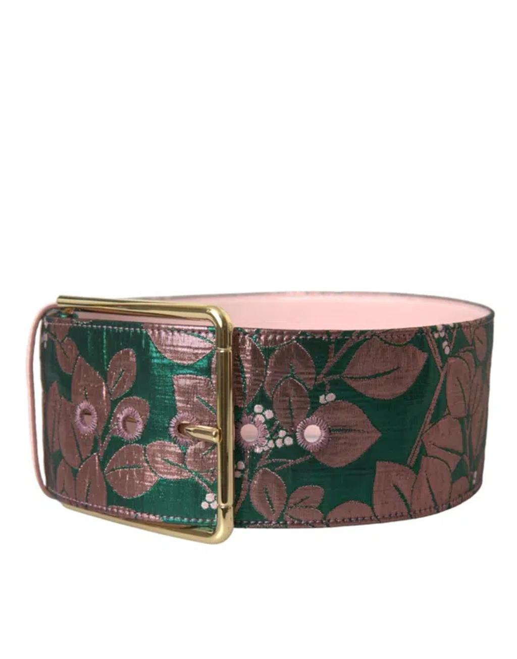 DOLCE & GABBANA Multicolor Floral Jacquard Lurex Gold Buckle Belt Product Image