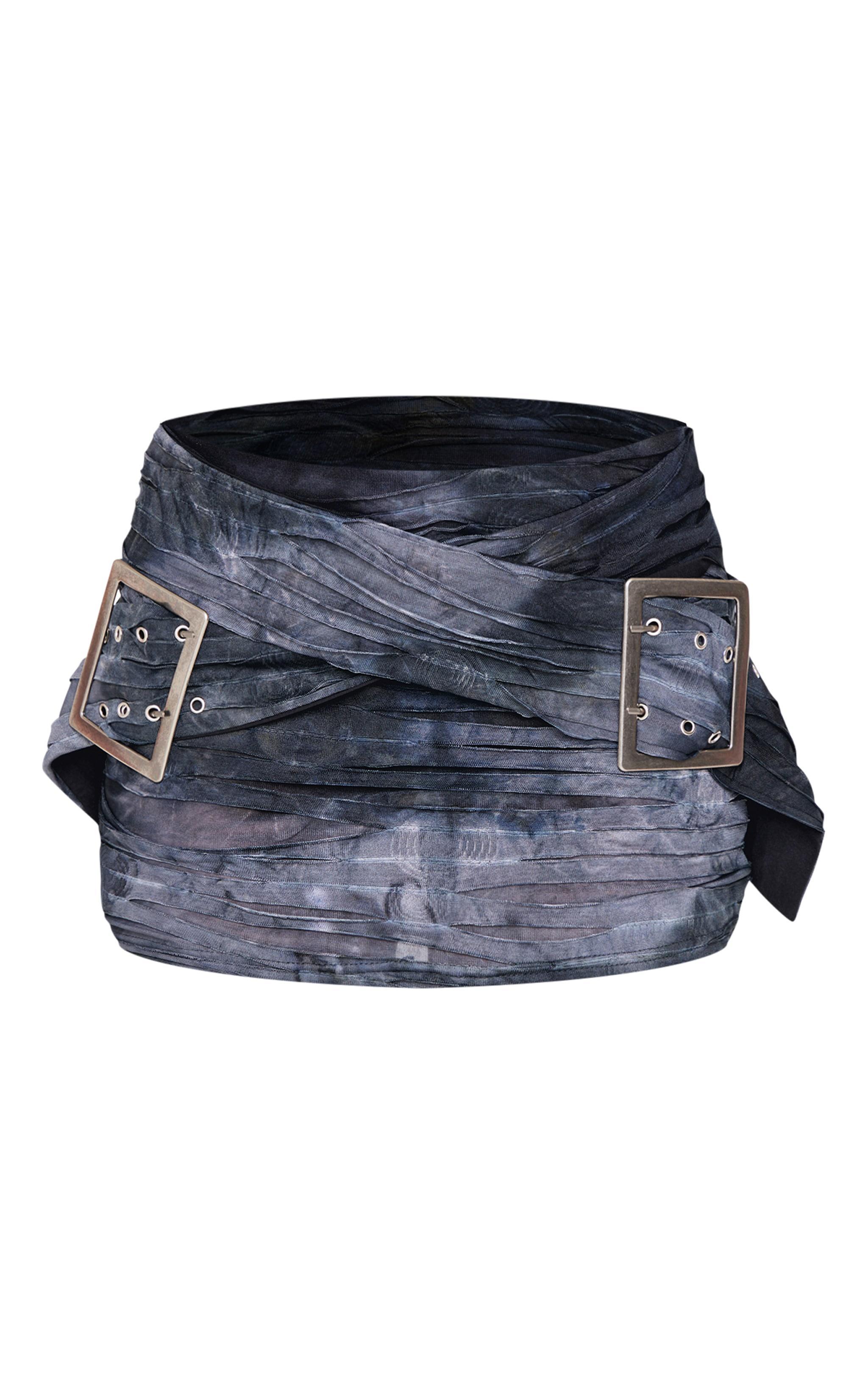  Charcoal Dyed Distressed Belted Mini Skirt Product Image