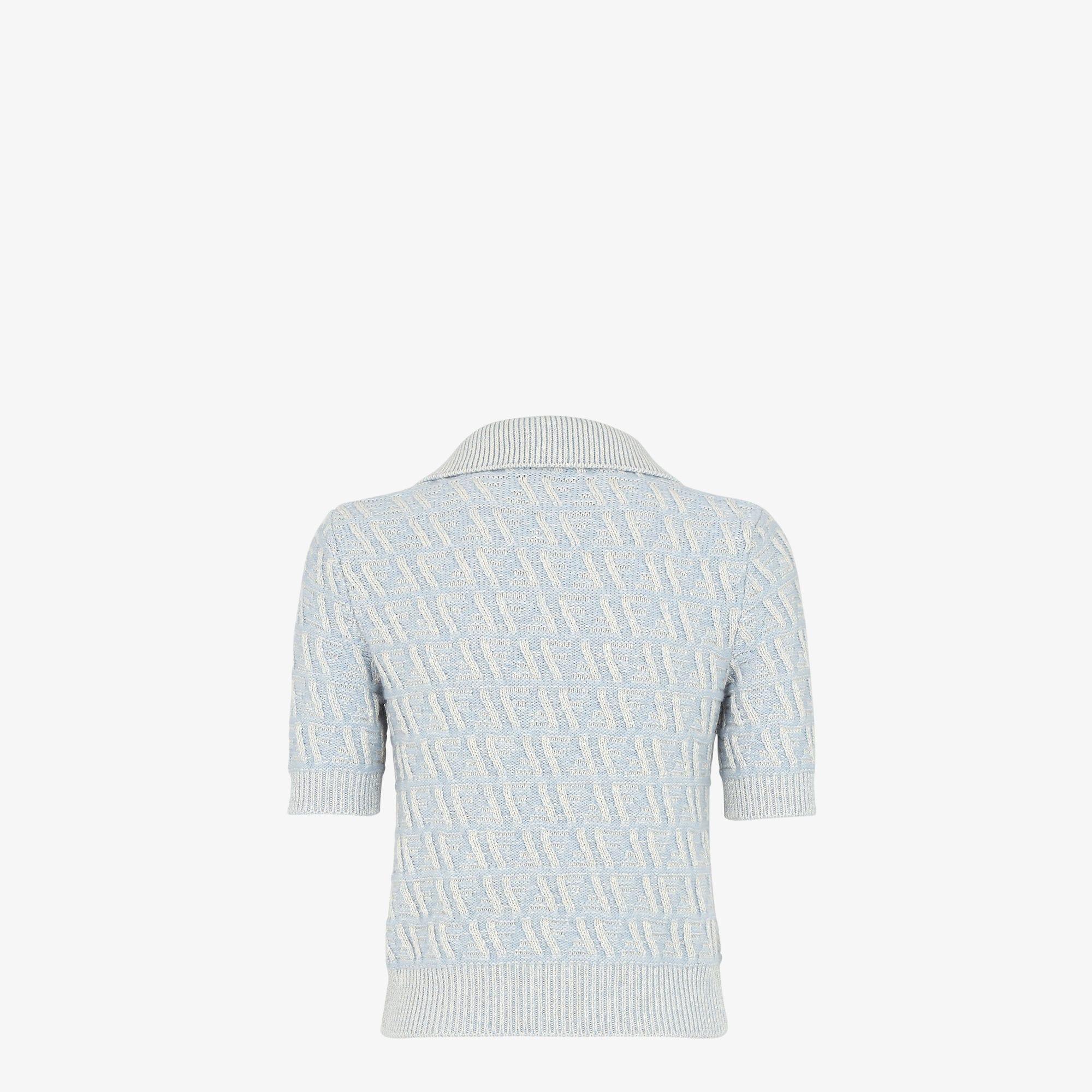 SweaterLight blue FF wool and cashmere polo shirt Product Image