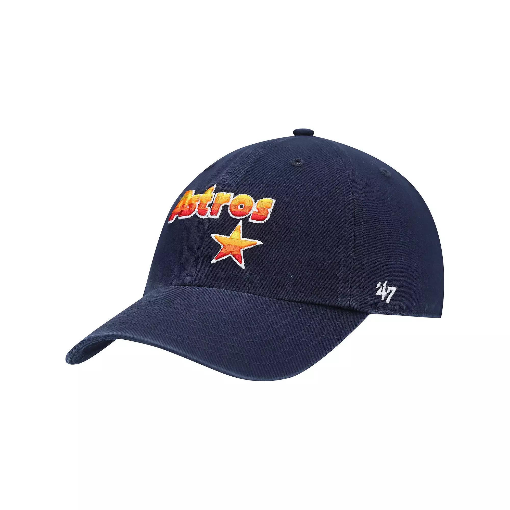 Men's '47 Navy Houston Astros Logo Cooperstown Collection Clean Up Adjustable Hat, Blue Product Image