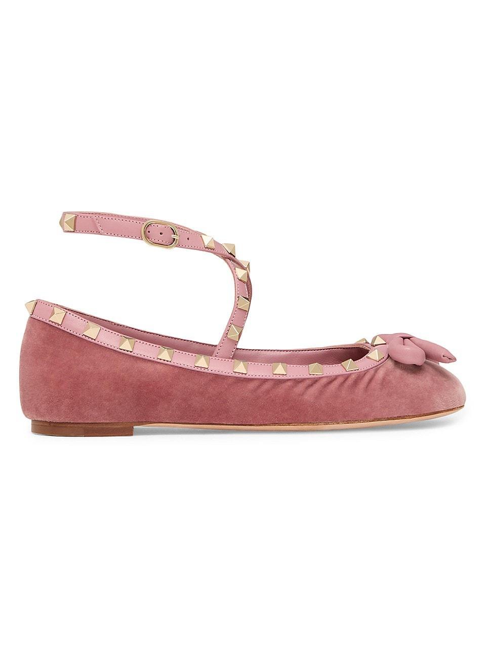 Womens Rockstud 5MM Velvet Ballerina Flats Product Image