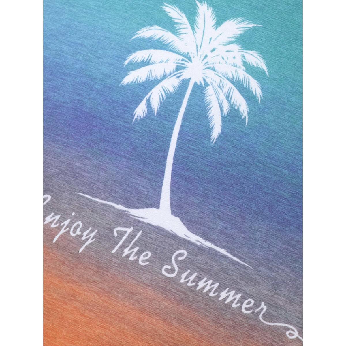 Plus Size Ombre Vacation Ready T-Shirt Multicolor Women Leisure Round Neck Casual T-shirts BloomChic 22-24/3X Product Image