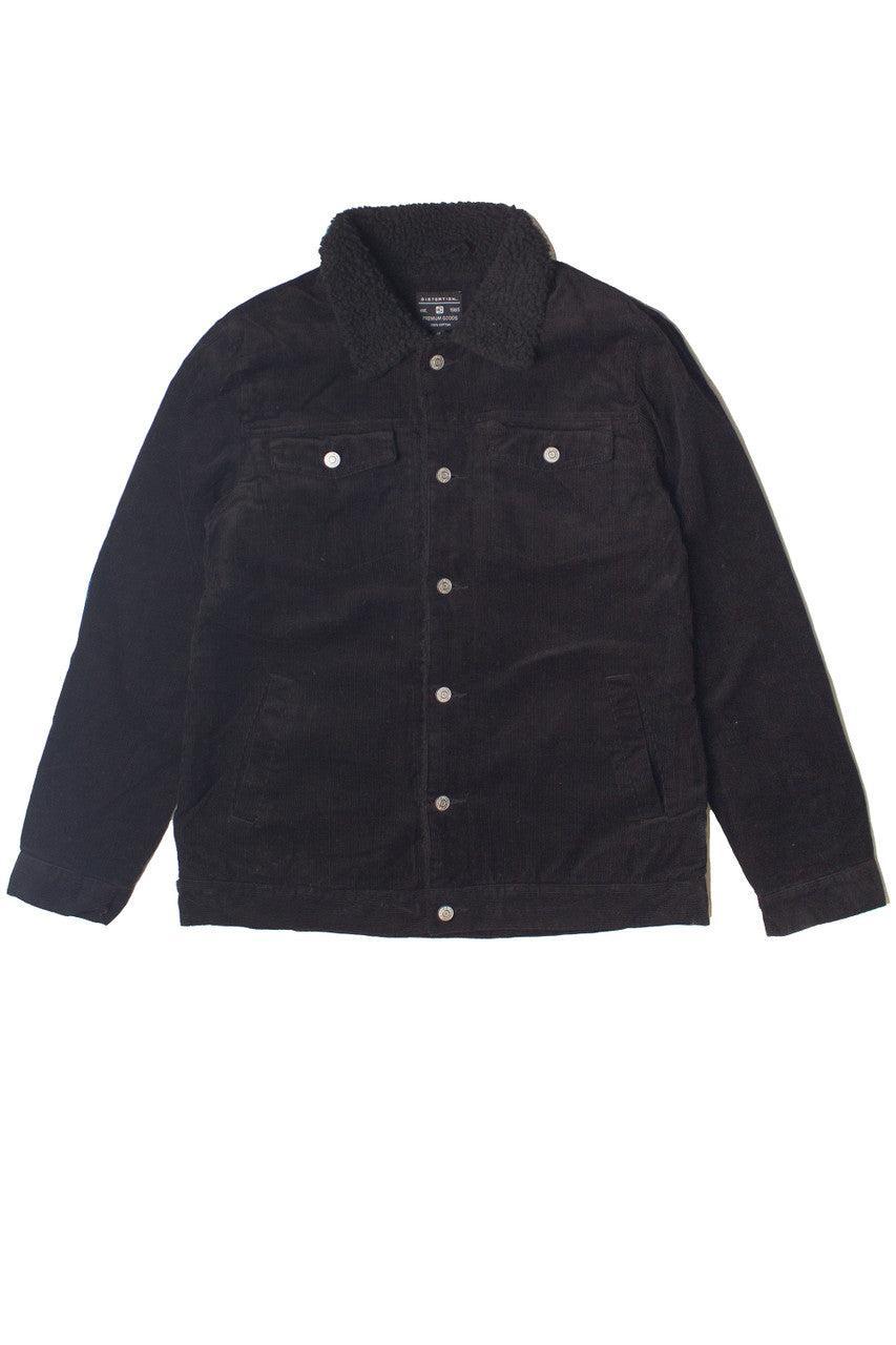 Black Sherpa Lined Corduroy Trucker Jacket Product Image