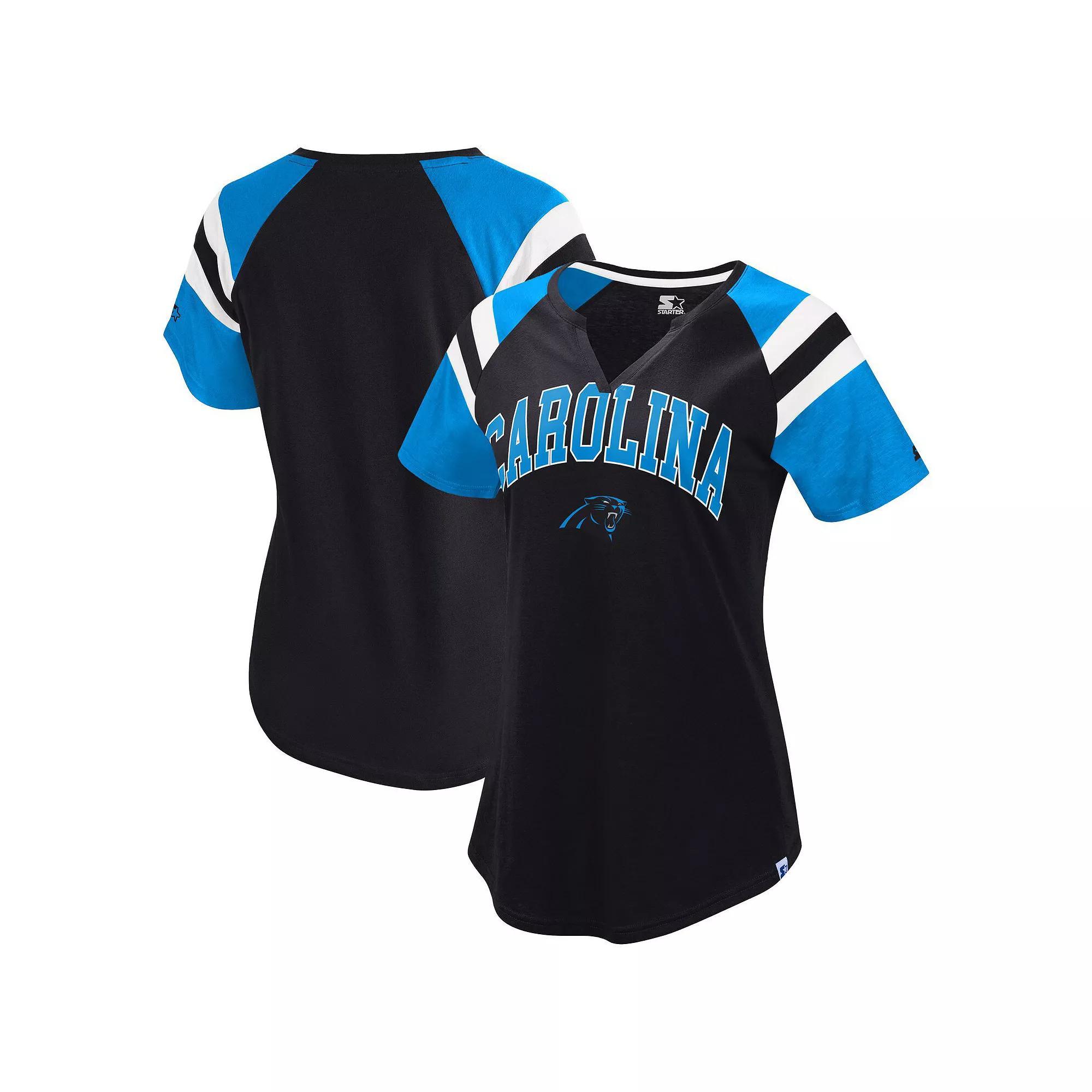 Womens Starter Chicago Bears Game On Notch Neck Raglan T-Shirt Blue Product Image