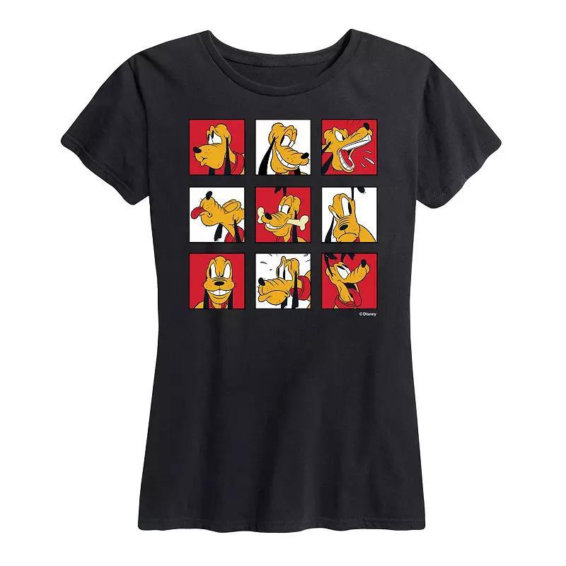 Disney's Pluto Women's Grid Graphic Tee, Size: Medium, Black Product Image