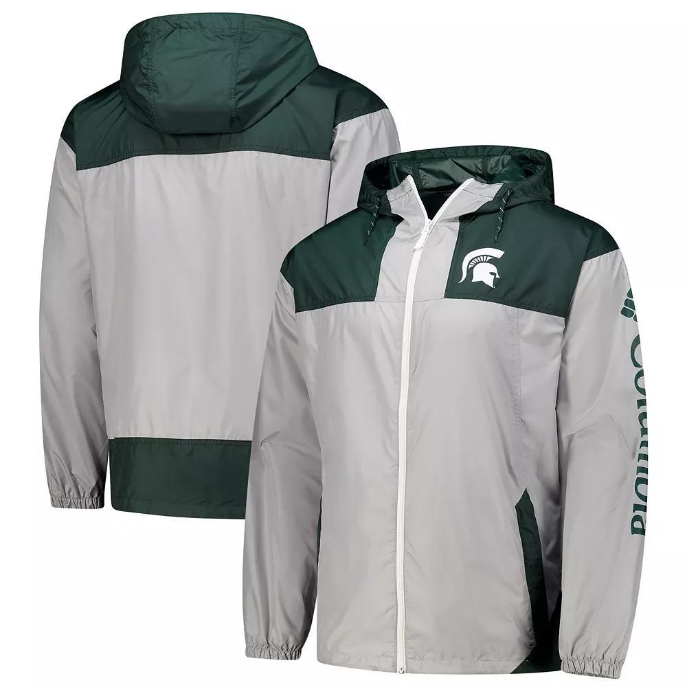 Men's Columbia Gray Michigan State Spartans Flash Challenger II Omni-Shade Full-Zip Windbreaker Jacket, Size: 2XL, Grey Product Image