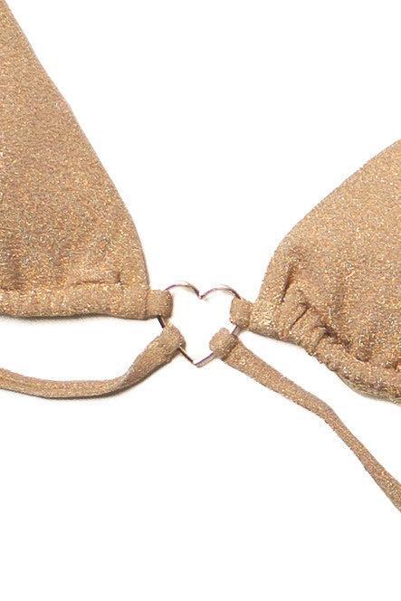Gold Shimmer Heart Bikini Top Product Image