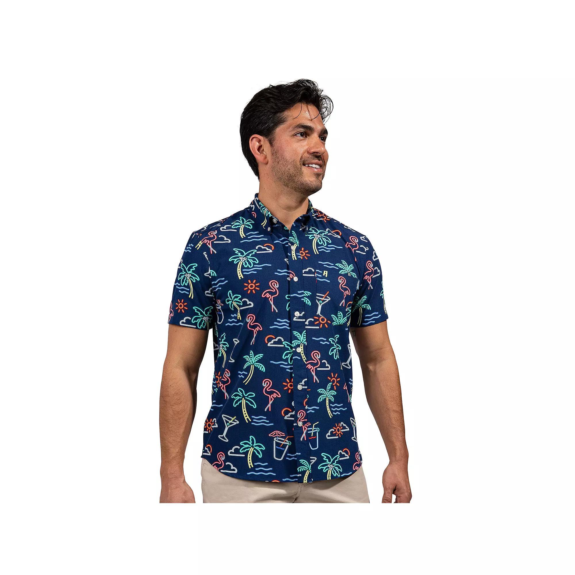 Men's Chubbies Short Sleeve Button Down Shirt, Size: Large, Blue Neon Product Image