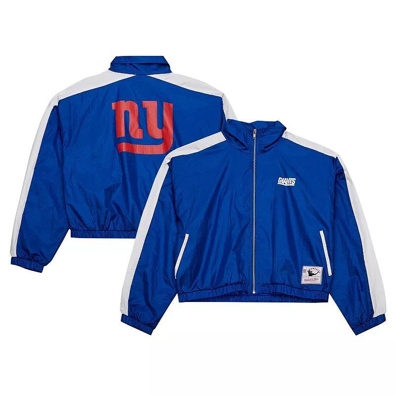 Women's Mitchell & Ness Royal New York Giants Nylon Cropped Full-Zip Jacket,  Product Image