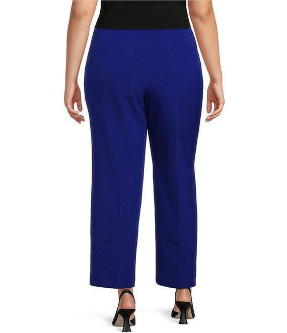 Kasper Plus Size Solid Crepe Slim Straight Ankle Pants Product Image