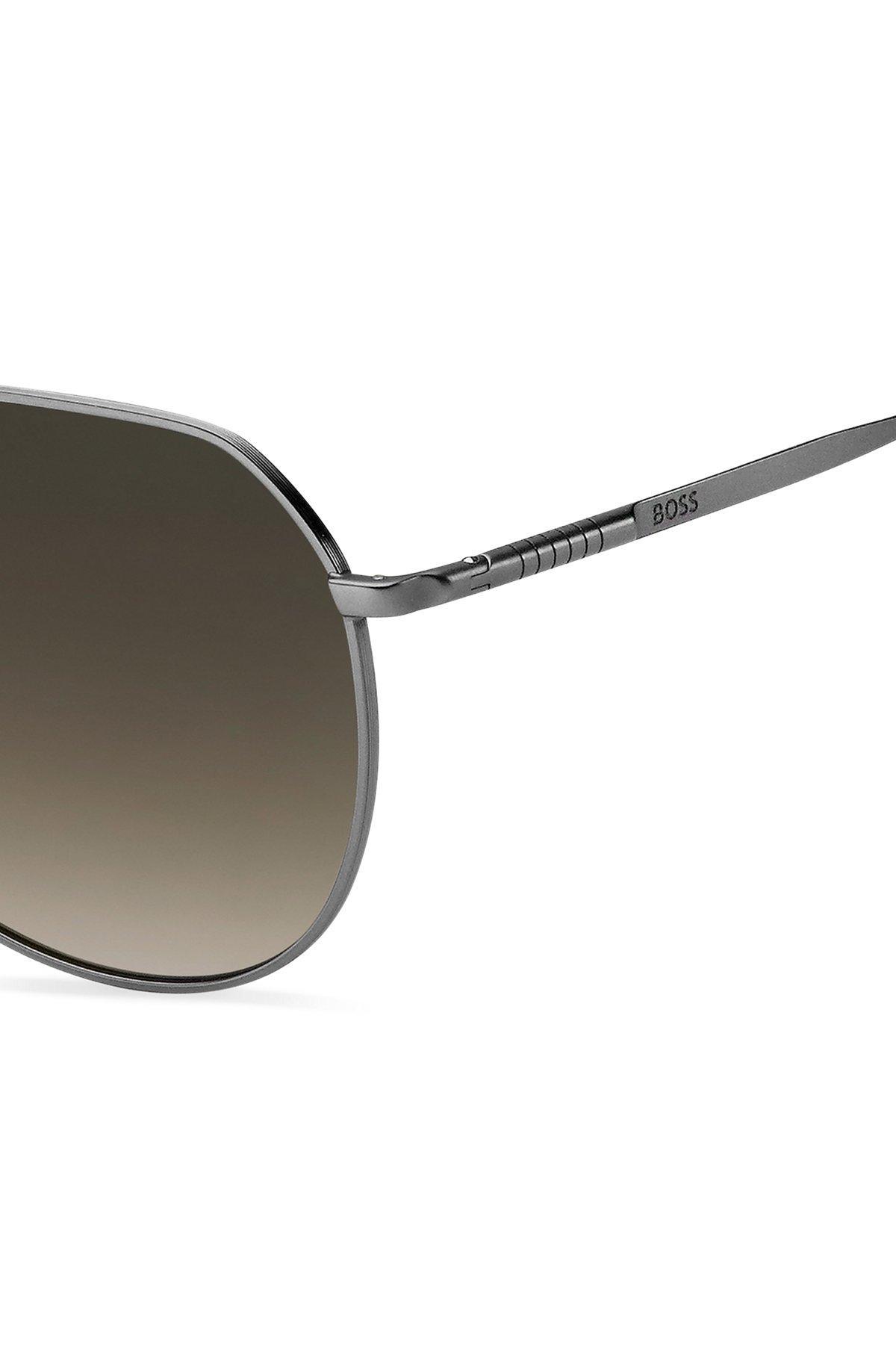 Silver-tone sunglasses with Havana-acetate end-tips Product Image