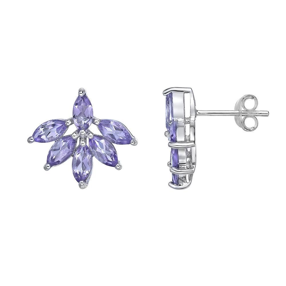 Gemminded Sterling Silver Amethyst Flower Stud Earrings, Women's Product Image