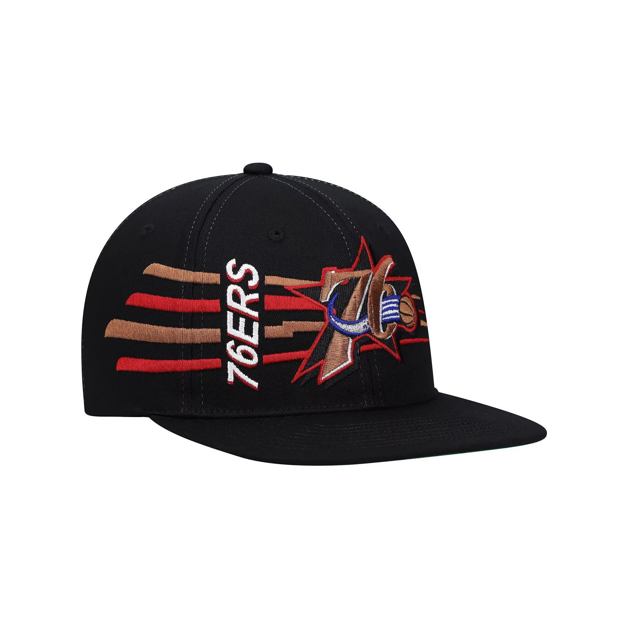 Men's Mitchell & Ness Black Philadelphia 76ers Hardwood Classics Retro Bolt Deadstock Snapback Hat, 76r Black Product Image