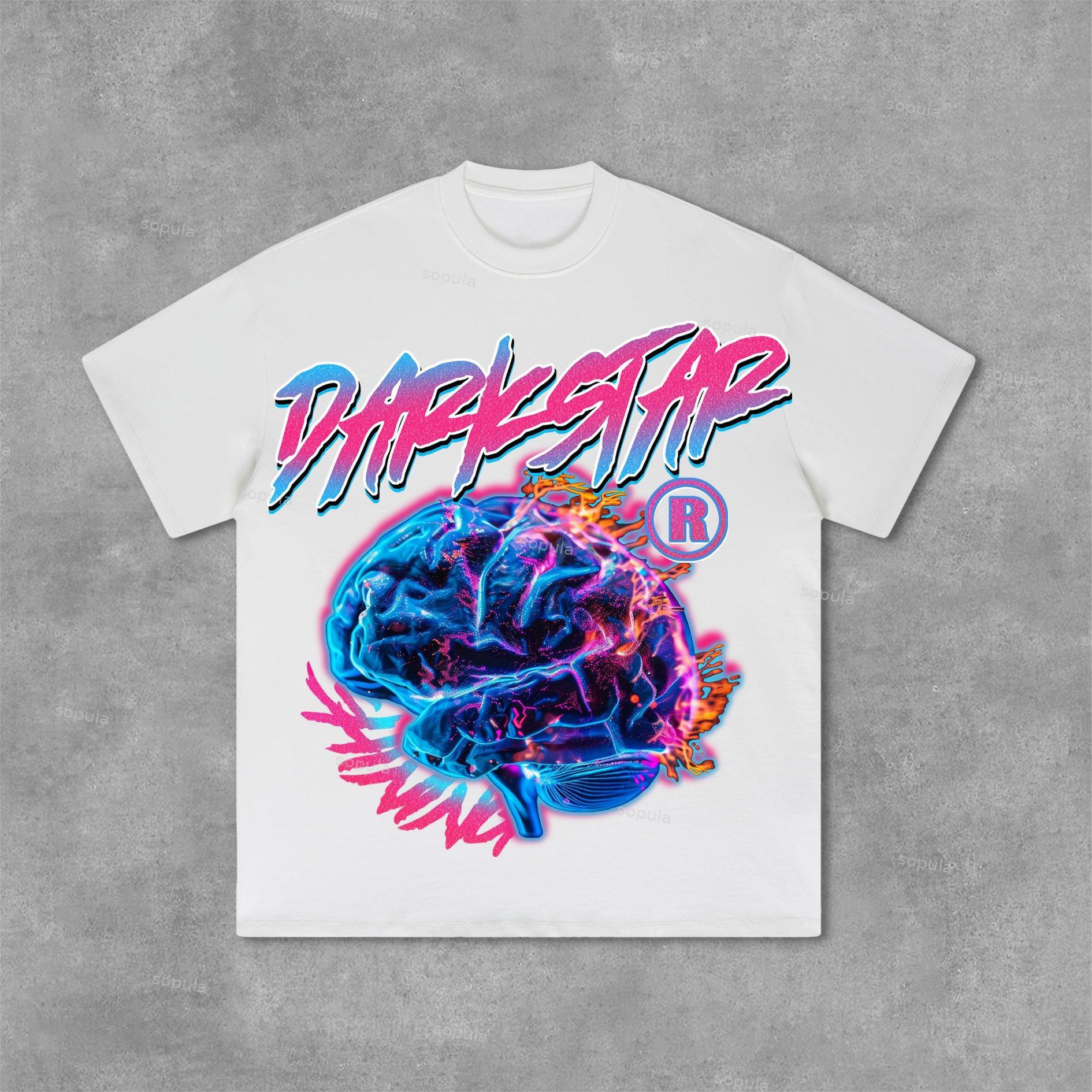 Sopula Darkstar Fun Color Brain Graphic Print Cotton T-Shirt Product Image