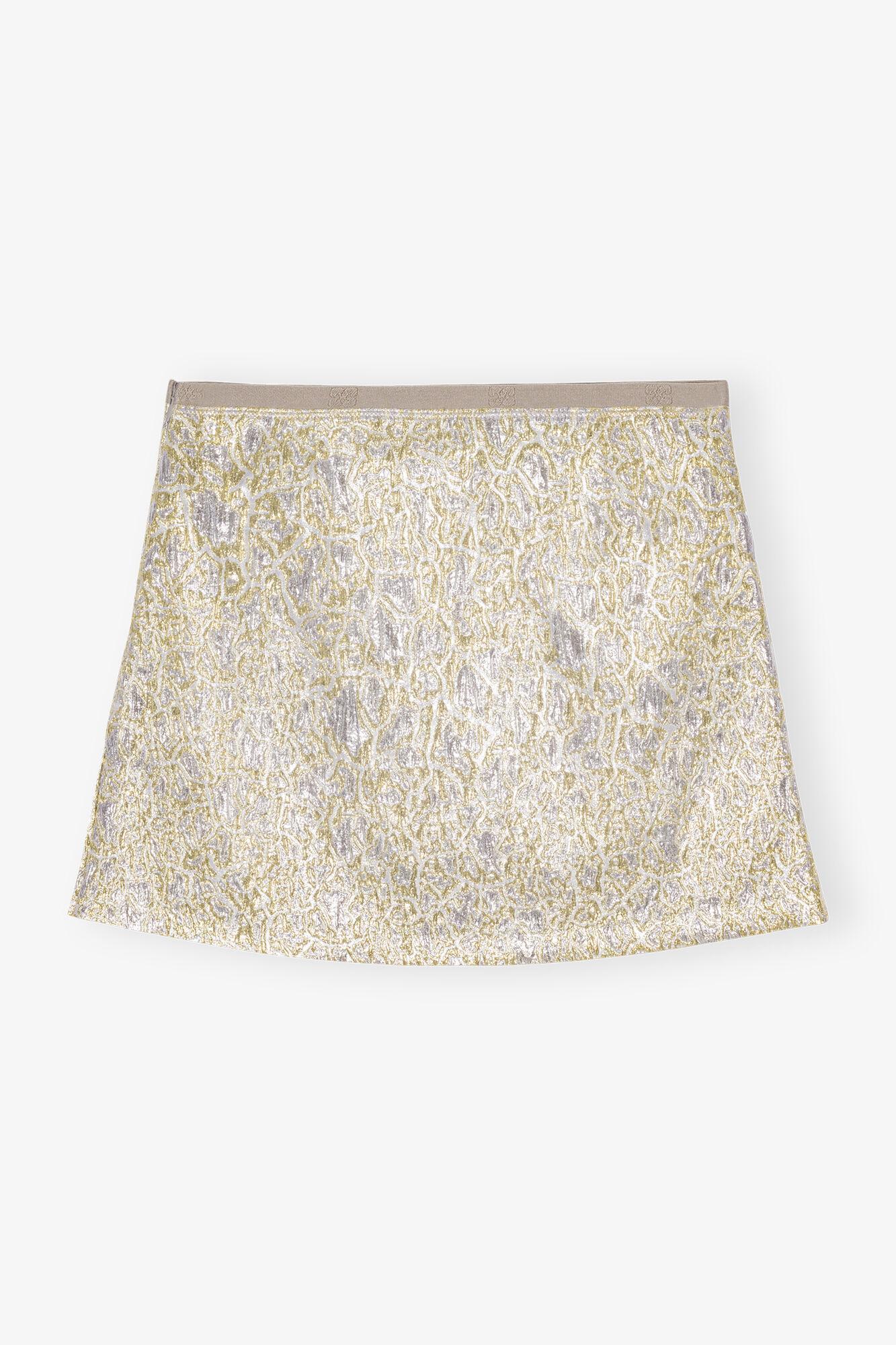 Gold and Silver Metallic Elasticated Mini Skirt Product Image