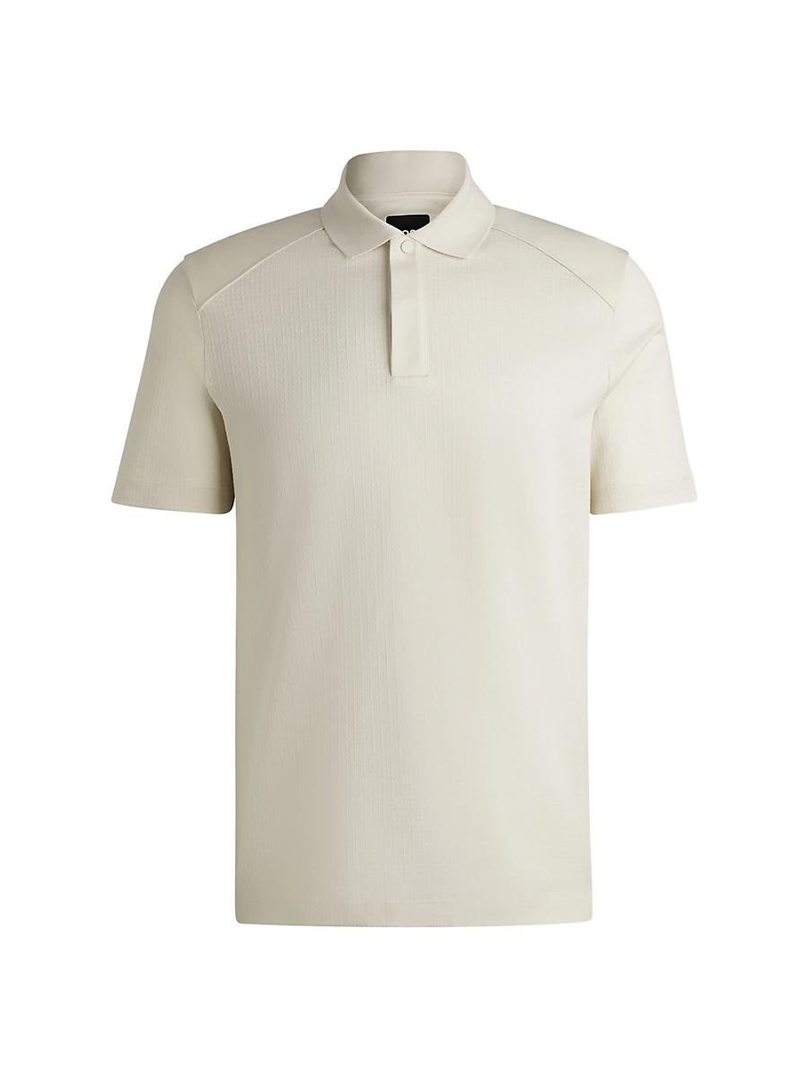 Mens Mercerized-Cotton Polo Shirt with Ripstop Structure Product Image