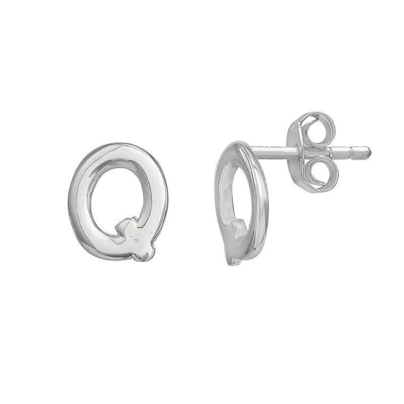 PRIMROSE Sterling Silver Initial Stud Earrings, Womens, Silver Tone C Product Image