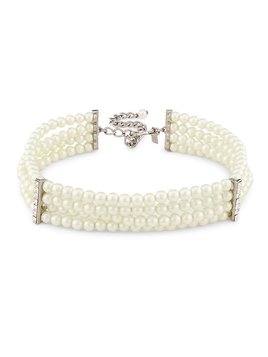 Womens Rhodium-Plated, Pearl & Glass Crystal Choker Product Image