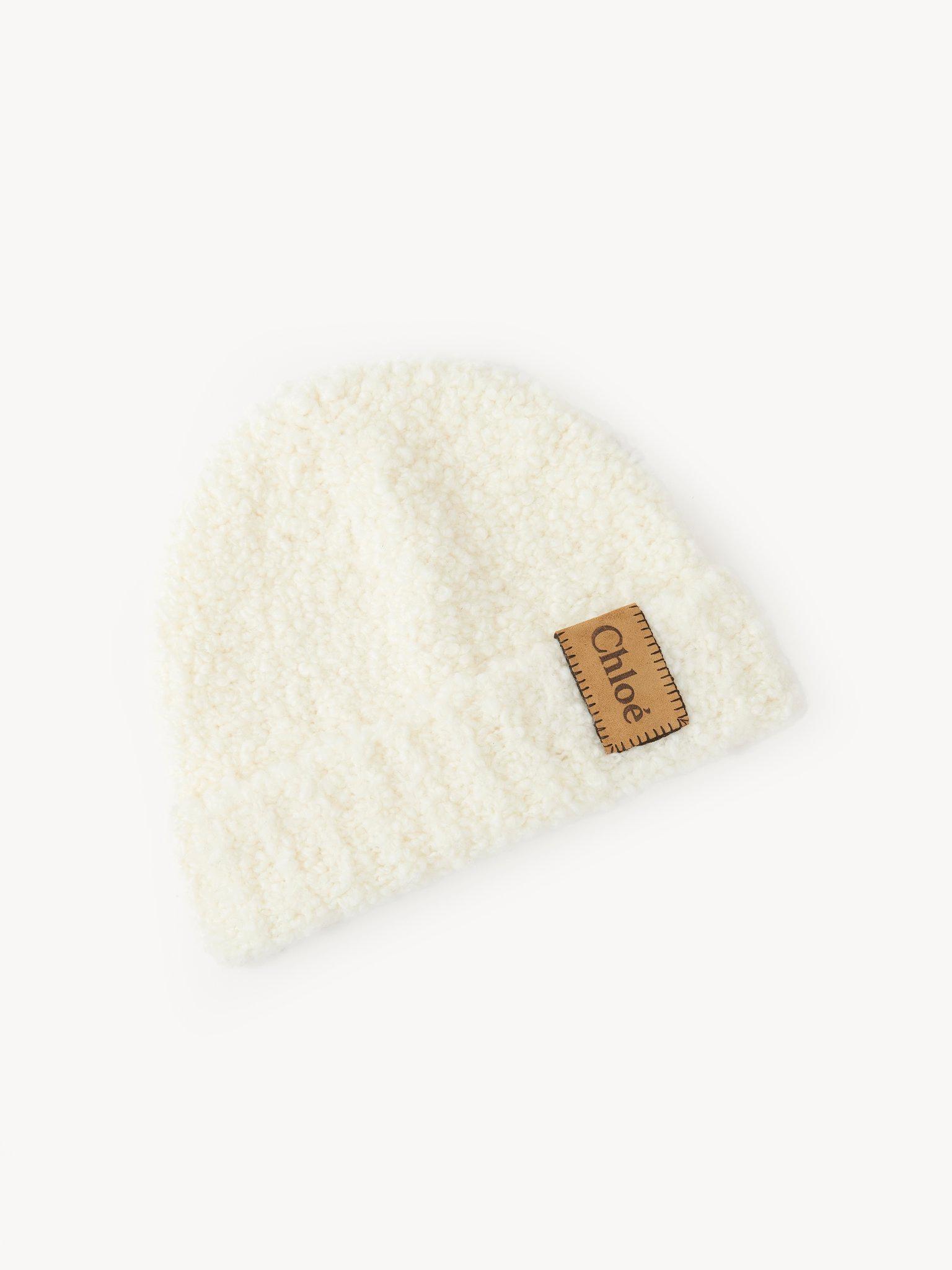 Beanie in curly wool knit Product Image