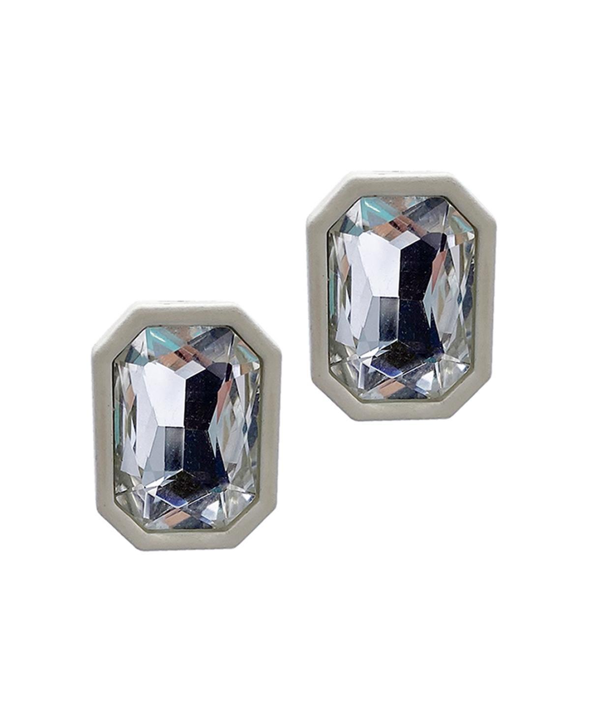 Adornia Edged Crystal Cushion Centre Stud Earrings Product Image