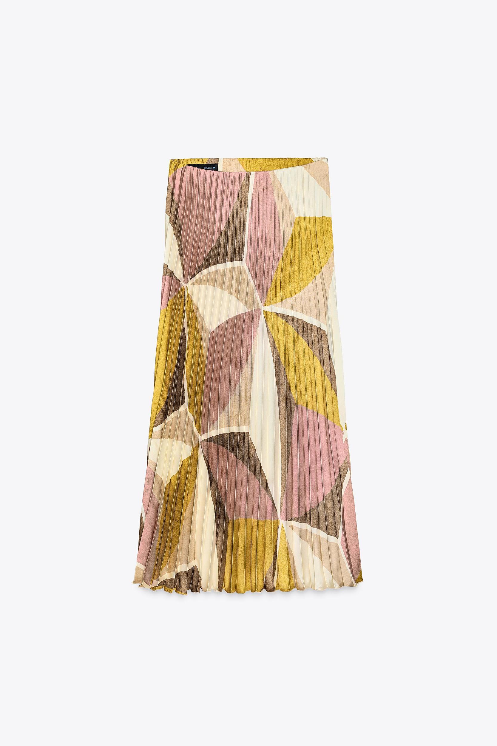 GEOMETRIC PRINT PLEATED SKIRT Product Image