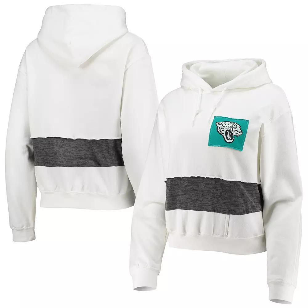 Women's Refried Apparel White Jacksonville Jaguars Sustainable Crop Dolman Pullover Hoodie,  Product Image