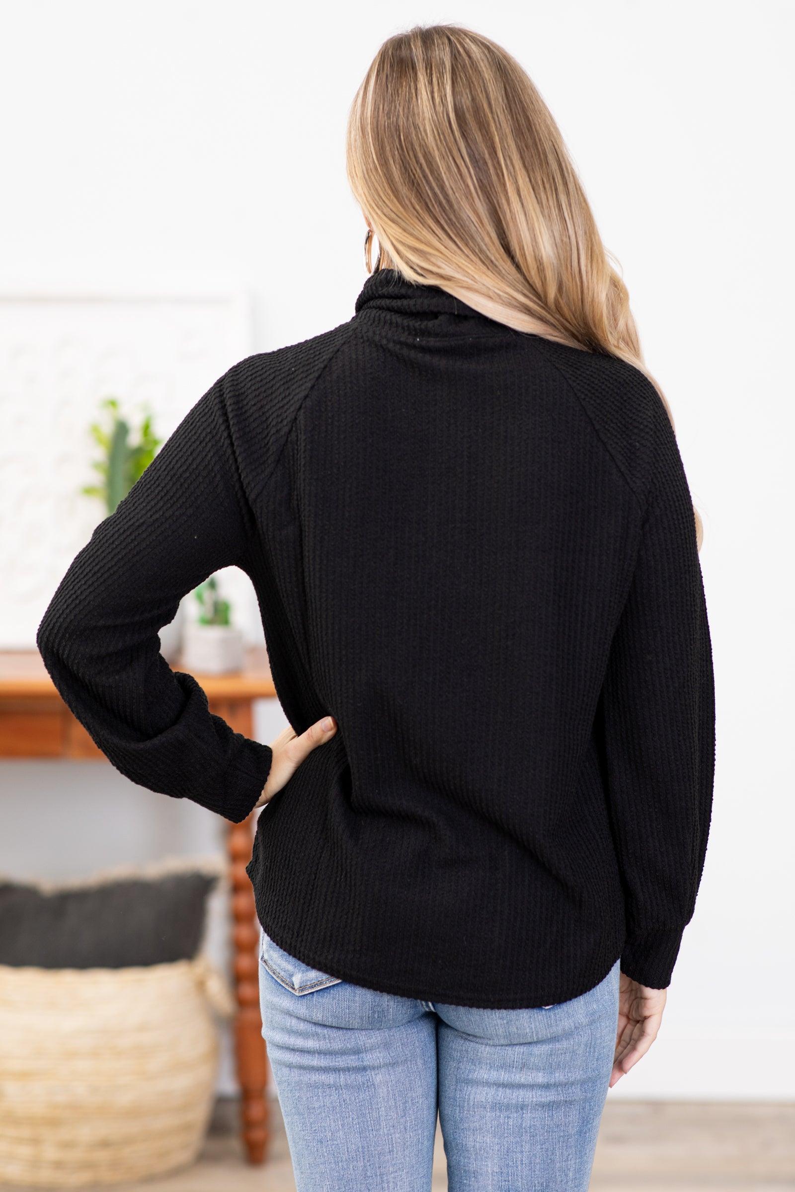 Black Ribbed Collared To With Button Detail Product Image