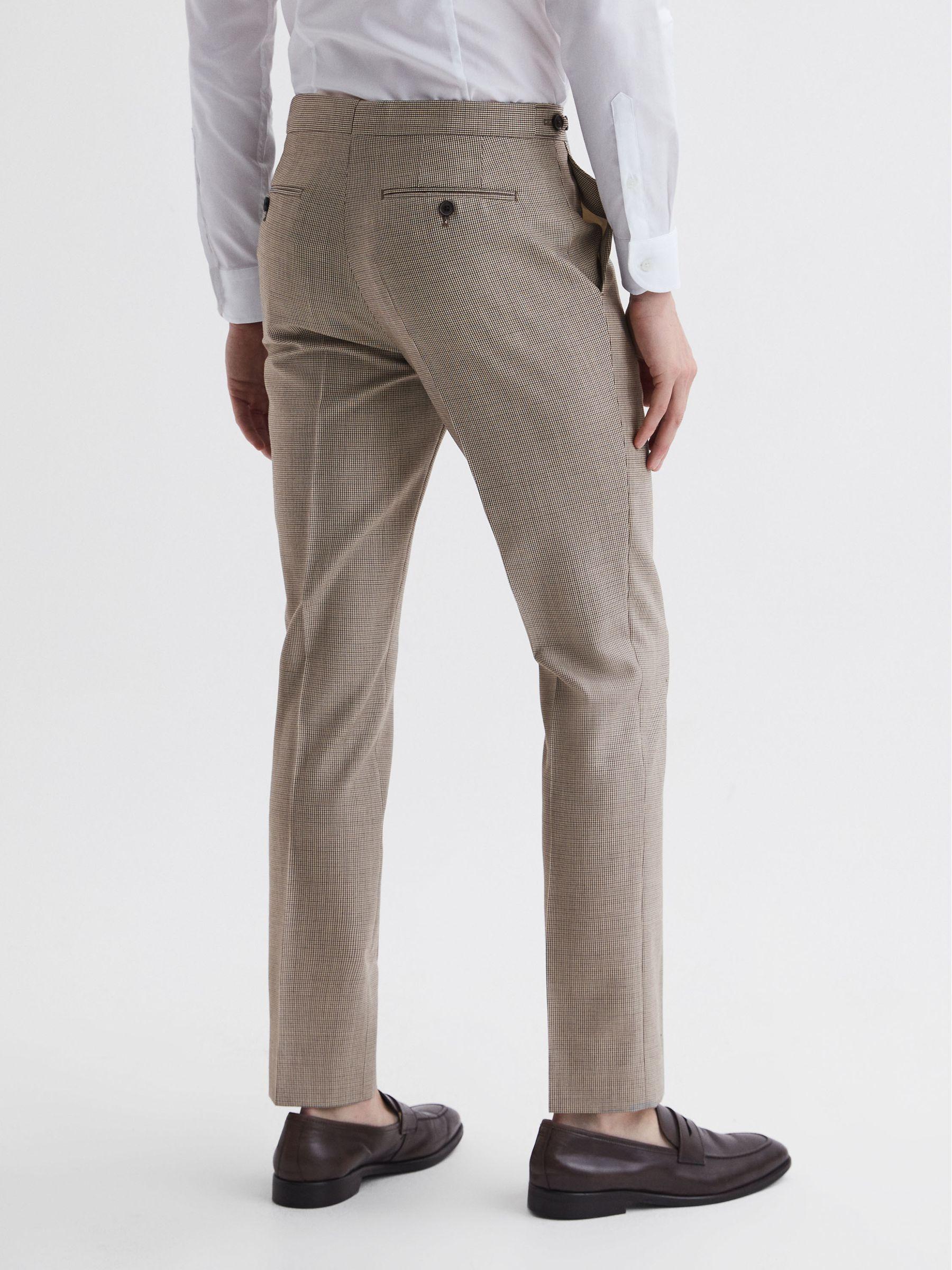 Slim Fit Wool Puppytooth Trousers in Brown Product Image