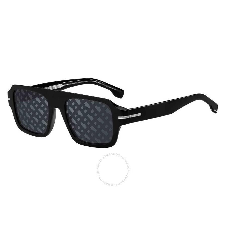 HUGO BOSS Silver Gray Decor Square Men's Sunglasses Boss 1595/s 807 53 In Black Product Image