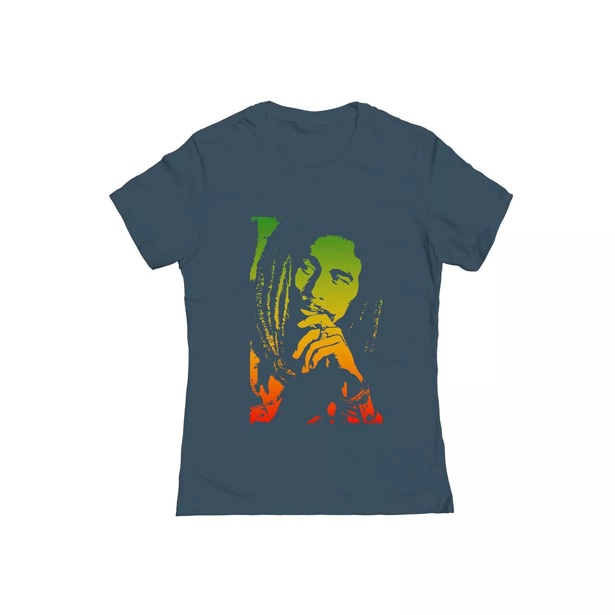 Junior's Bob Marley Rastafari Gradient Graphic Tee, Women's, Size: XL, Blue Product Image