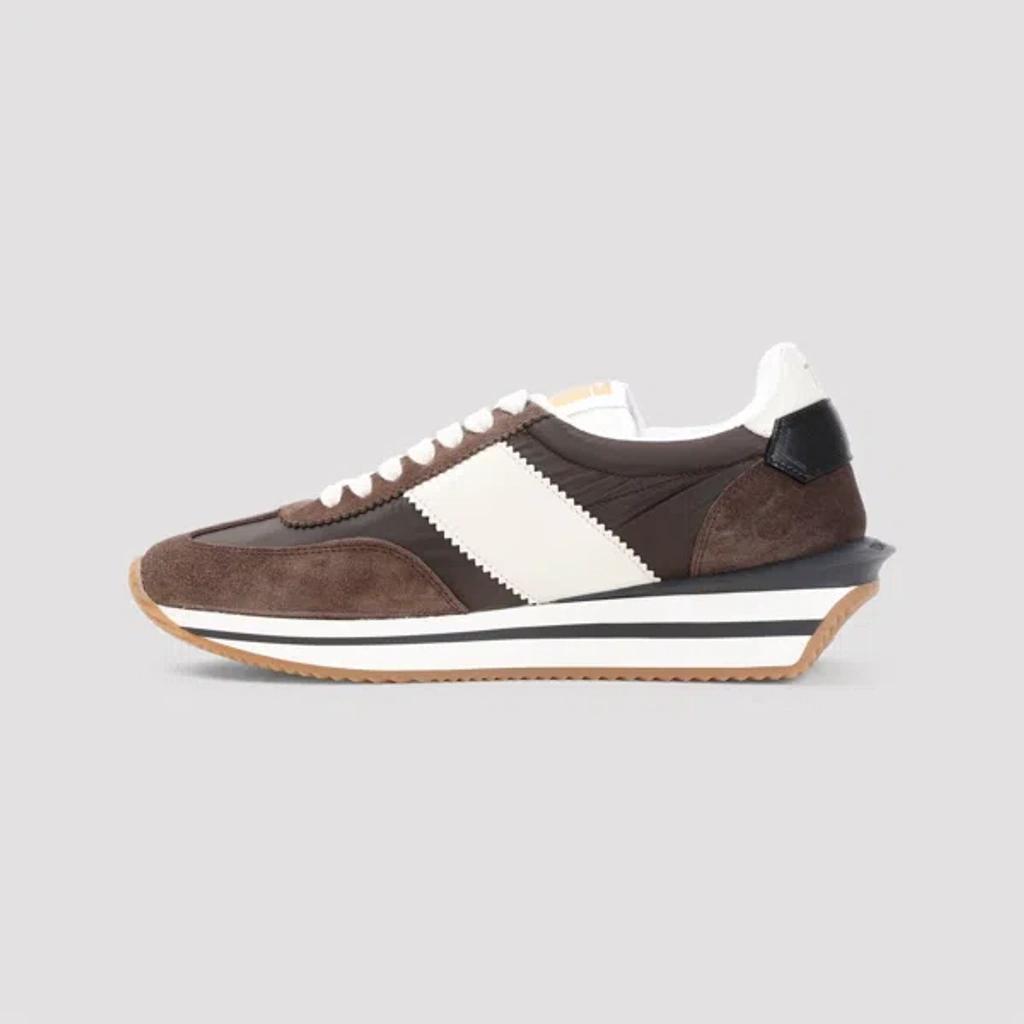 TOM FORD James Suede And Mesh Sneakers In B Ebony Ivory Product Image