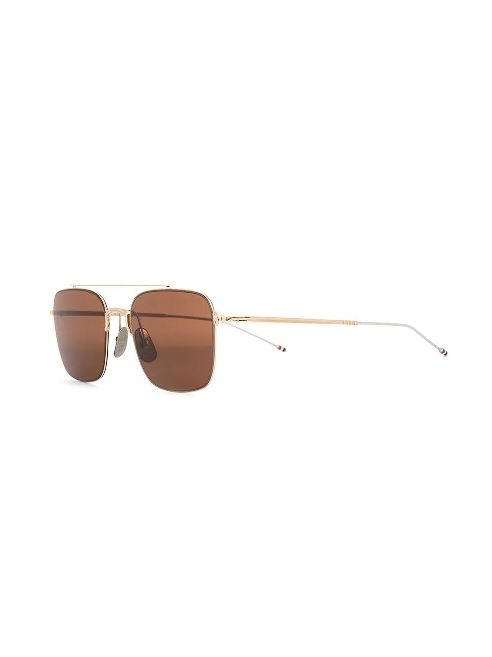 THOM BROWNE Tb120 Pilot-frame Sunglasses In Brown Product Image