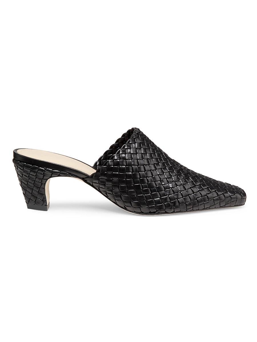 Womens Braided Leather Block Heel Mules Product Image