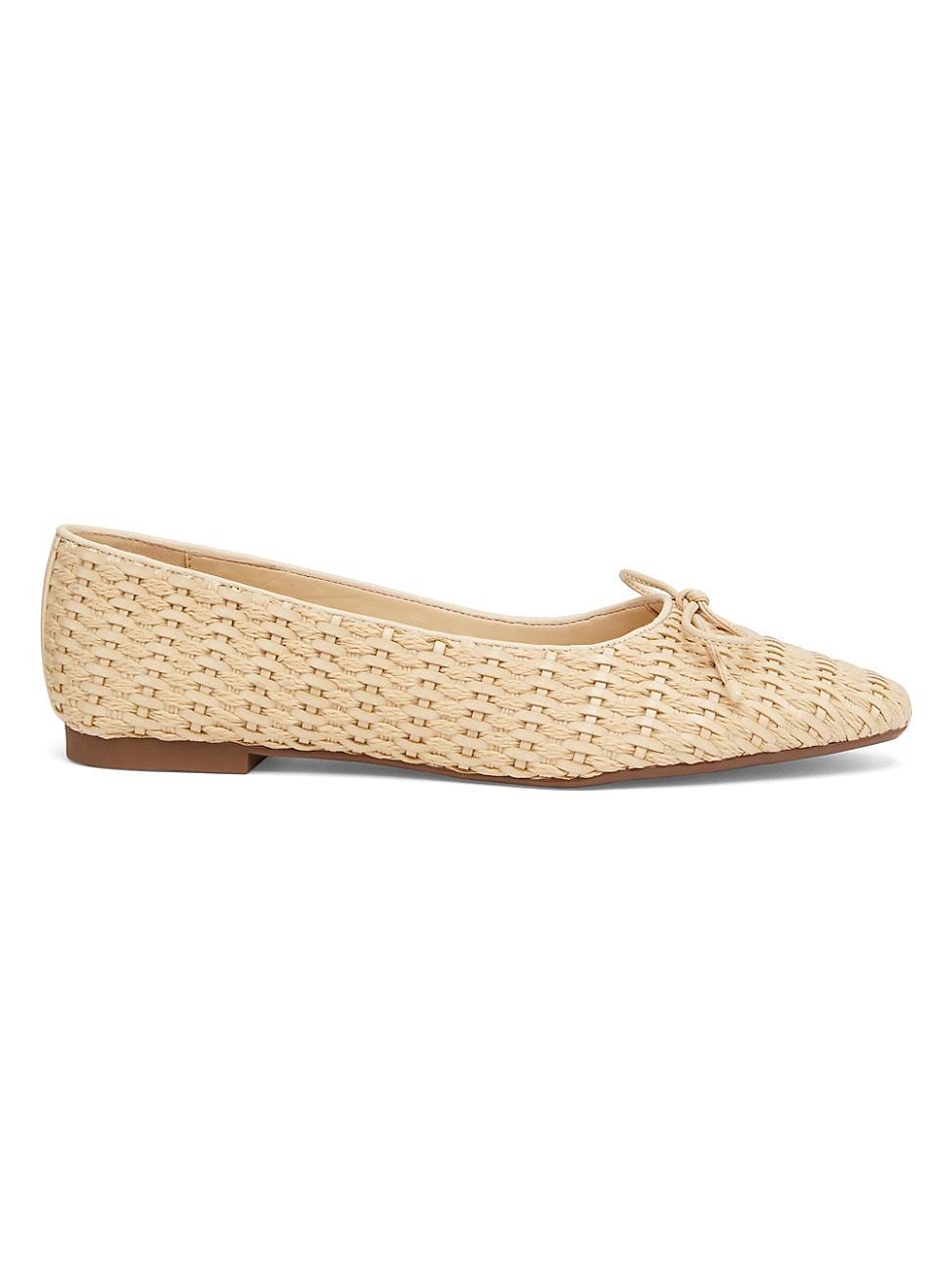 Womens Arissa Leather & Raffia Flats Product Image