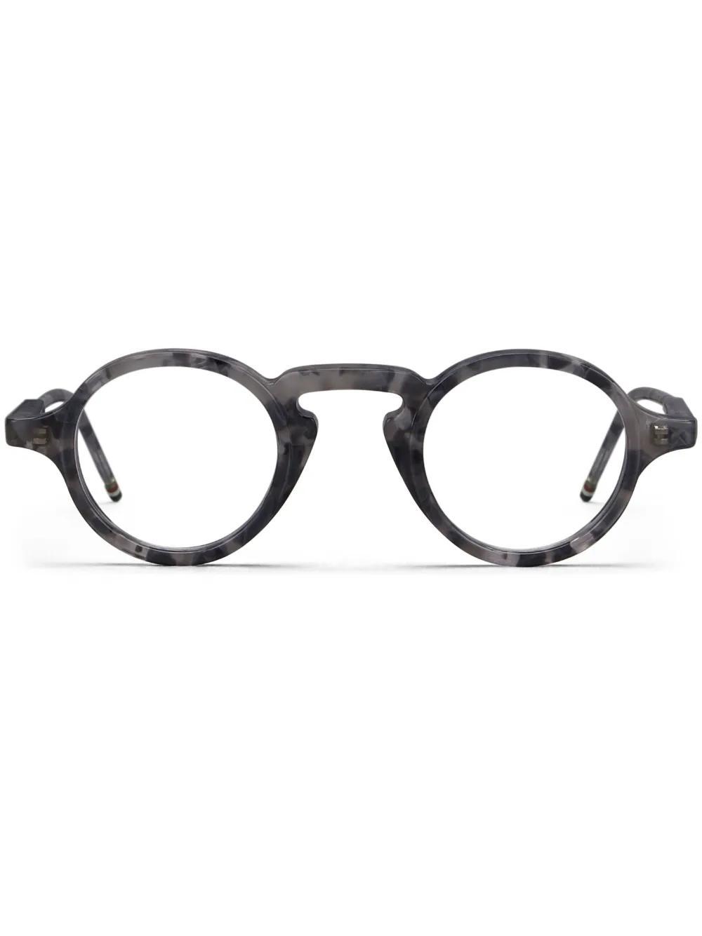 THOM BROWNE Marbled Round-frame Glasses In Grey Product Image