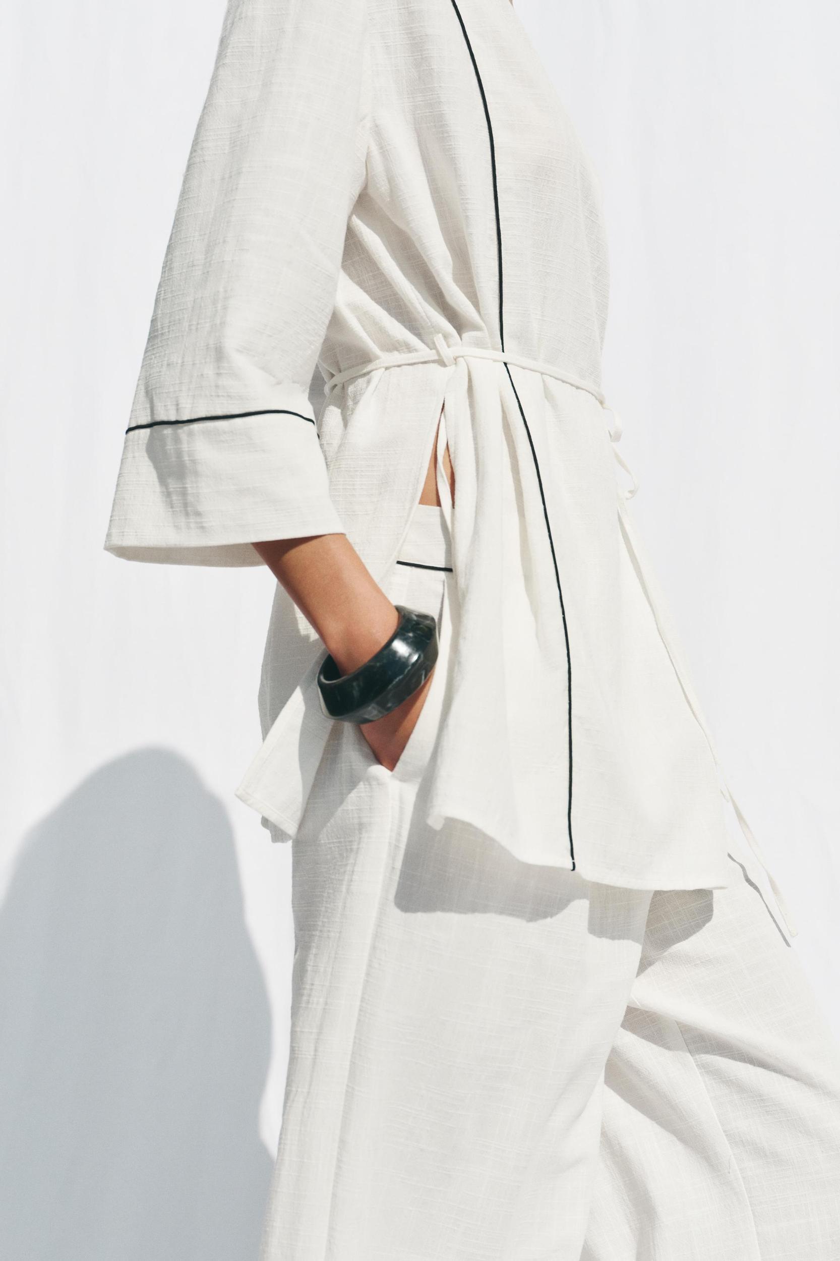 WIDE LEG PIPED PANTS Product Image