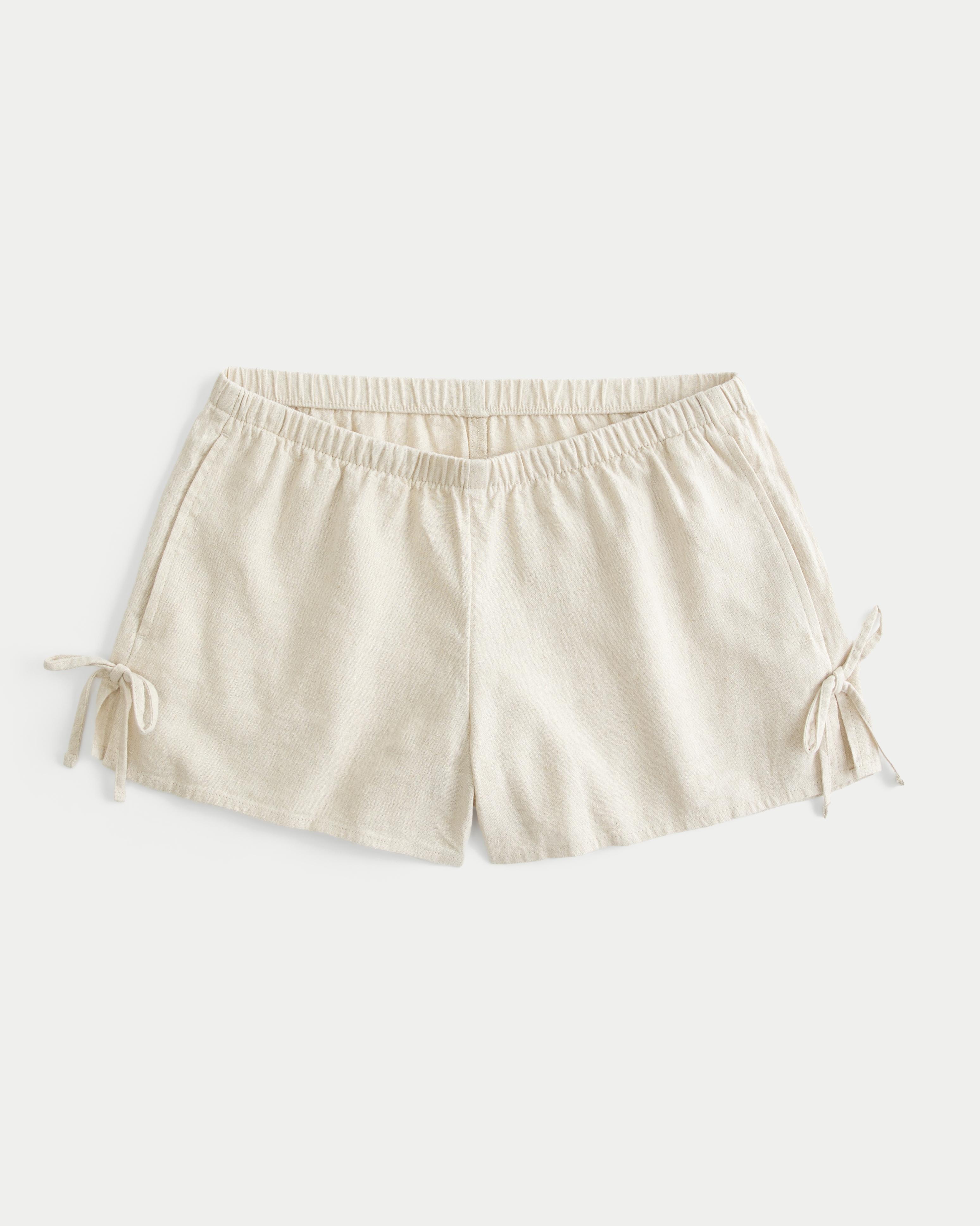 Linen-Blend Side Bow Soft Shorts Product Image