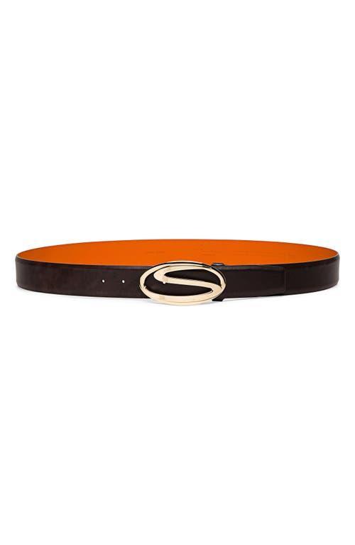 Mens Rectangle S-Buckle Reversible Leather Belt Product Image