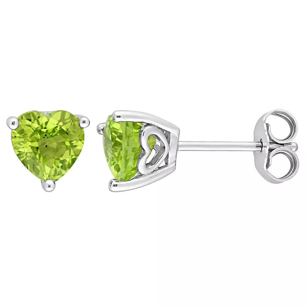 Stella Grace Sterling Silver & Gemstone Heart Stud Earrings, Women's, Peridot Product Image
