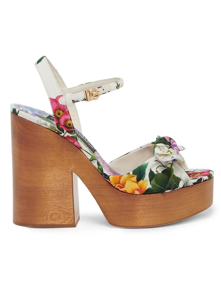 Womens Floral 125MM Platform Wedge Sandals Product Image