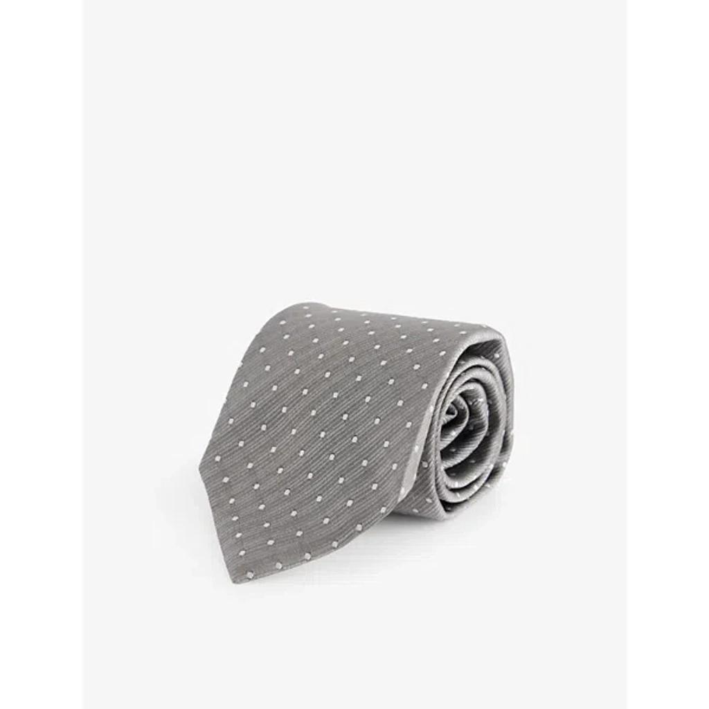 TOM FORD Mens Micro Polka-dot Silk Tie Silver Product Image