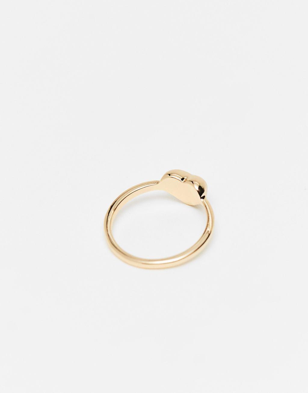 ASOS DESIGN ring with puff heart in gold tone Product Image