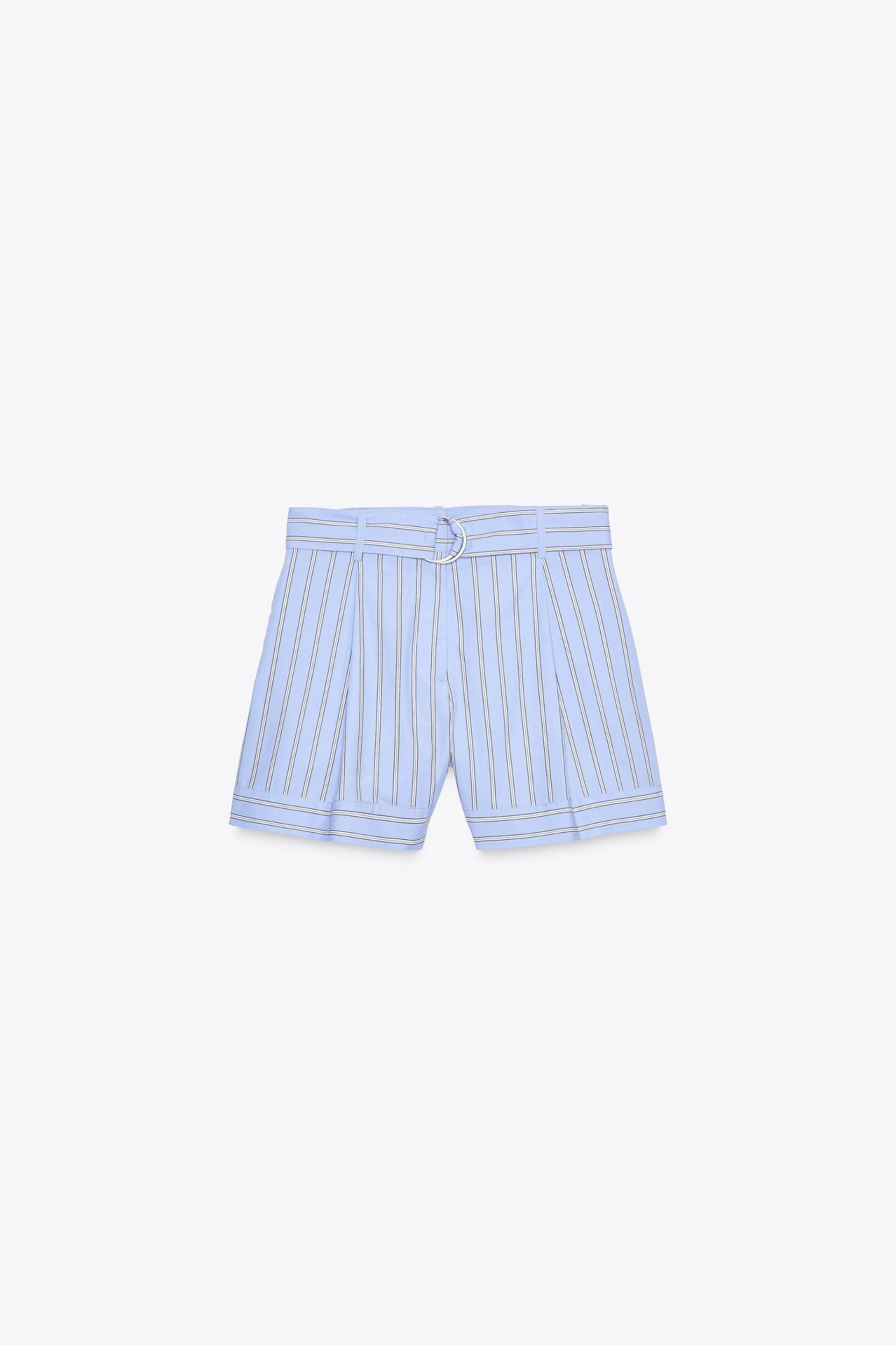 STRIPED BELTED SHORTS Product Image