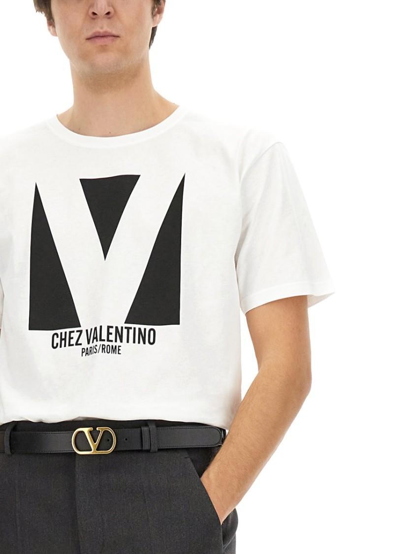 VALENTINO Mens Avorio Logo-print Crew-neck Cotton-jersey T-shirt Product Image