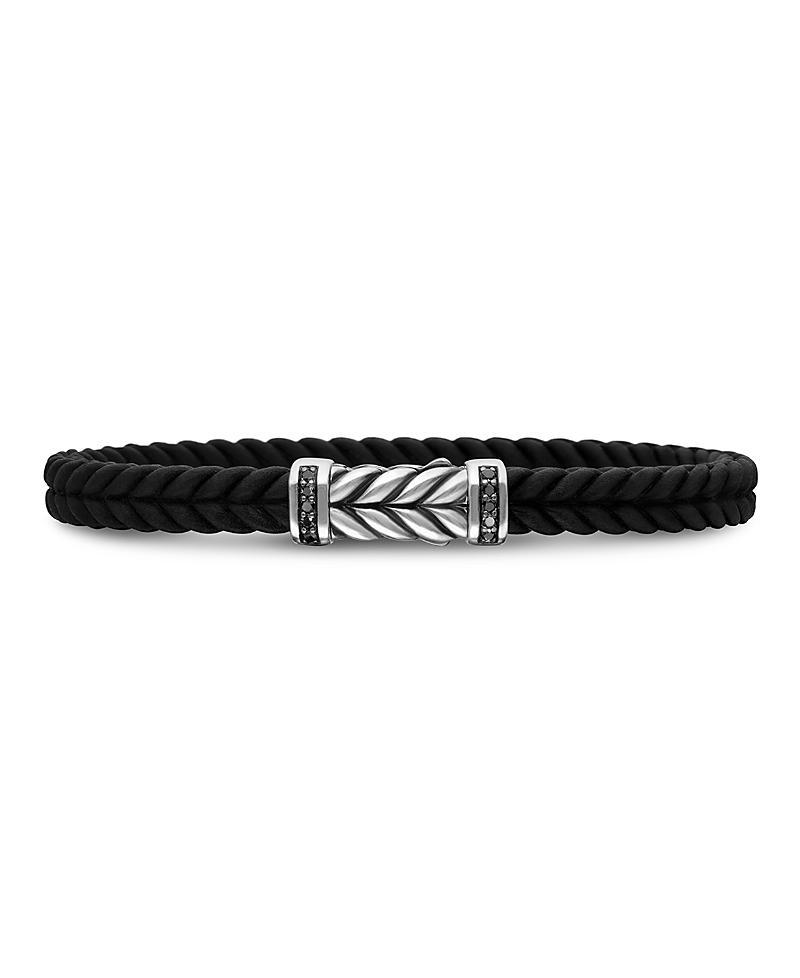 David Yurman Mens Chevron Black Rubber Bracelet with Pave Black Diamonds Product Image